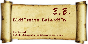 Blázsits Balabán névjegykártya